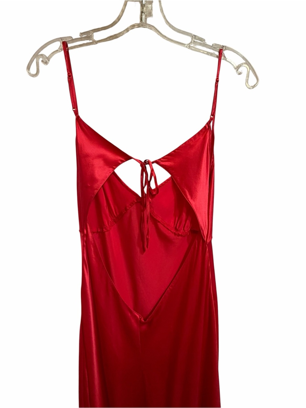 Vintage Victoria's Secret 100% Silk Red Open Back Bias Slip Dress Nightgown L - Picture 6 of 14